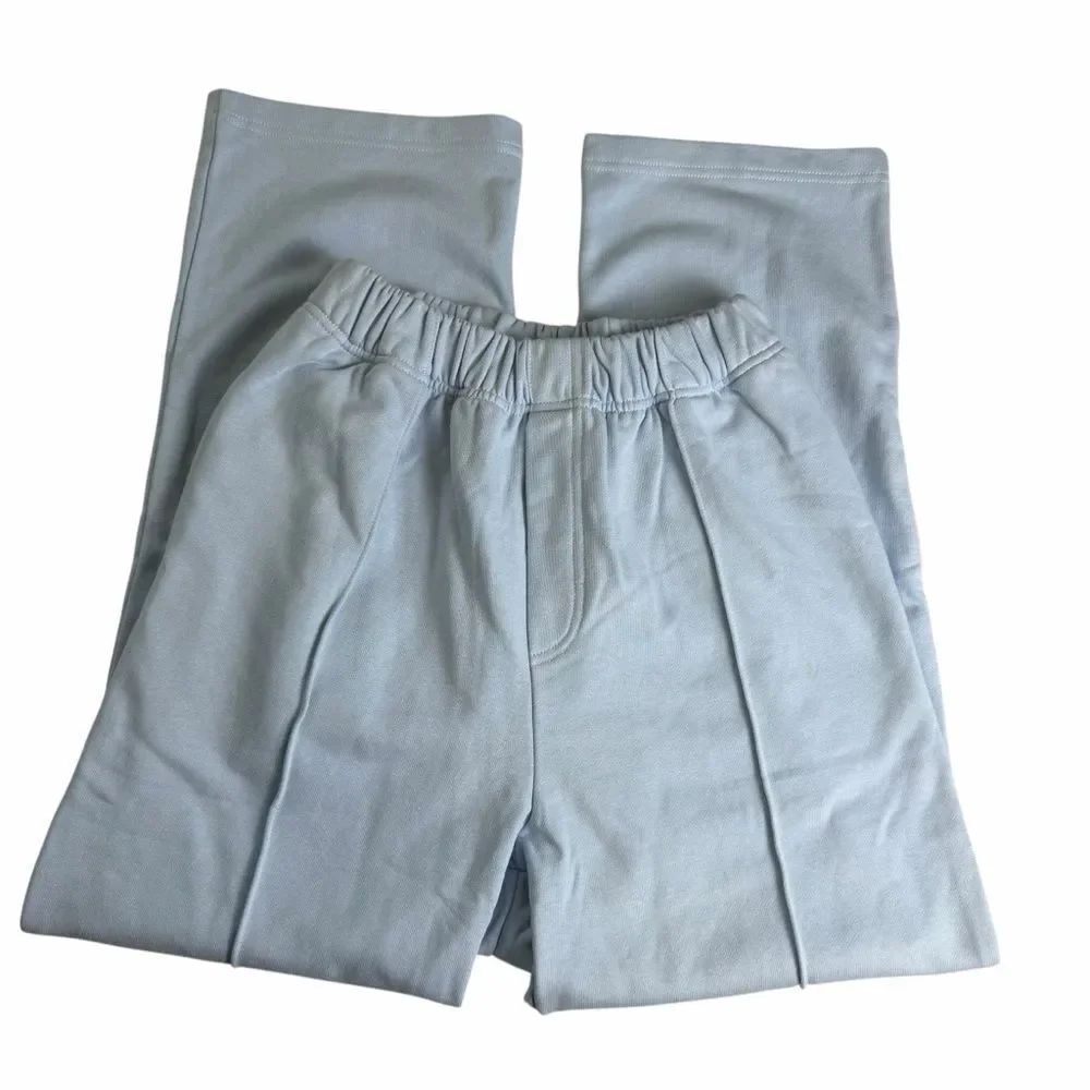 Orttu high waisted straight leg pintuck seamed French terry sweatpants small